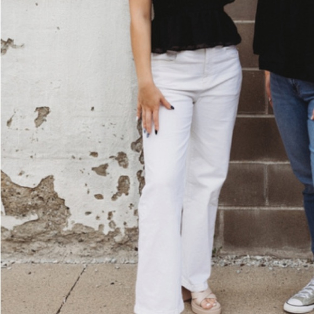 White Wide-Leg Jeans